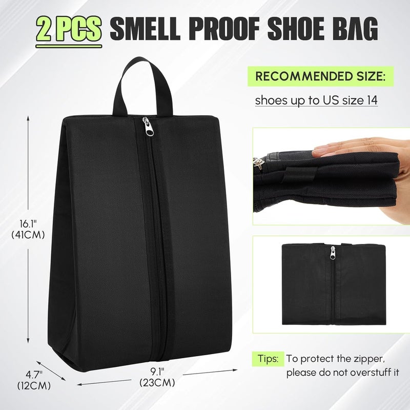 Vincreem 2 Pack Smell Proof Shoe Cleat Bag for Travel Water-resistant Odor Absorbing Lightweight Golf Soccer Shoe Storage Organizer Shoe Pouch with Zipper Dust-proof for Gym Sports Travel Work - Image 2